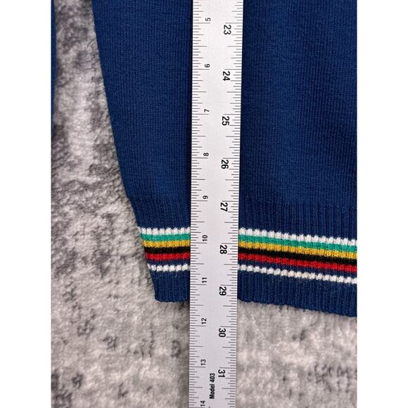 Vintage 40s Sweater Cardigan Varsity Knit Striped Chain Stitch Full WICO Zip - Picture 9 of 10